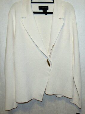 Donna Karan New York Womens Hardware Closure Sweater Ivory NWT MSRP 169 Size XL